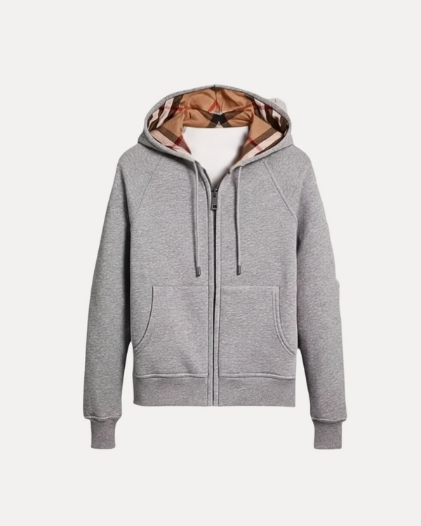 Checked Zip Hoodie