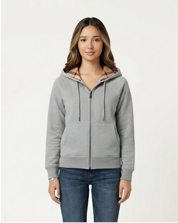 Checked Zip Hoodie