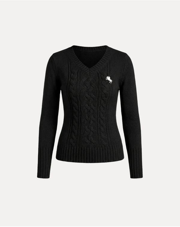 Cable Knit V-Neck Sweater