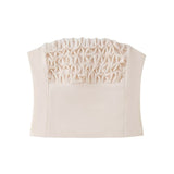 Cream Ruched Bandeau Two-Piece Set