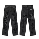Stylische Oversize Cross Patch Jeans