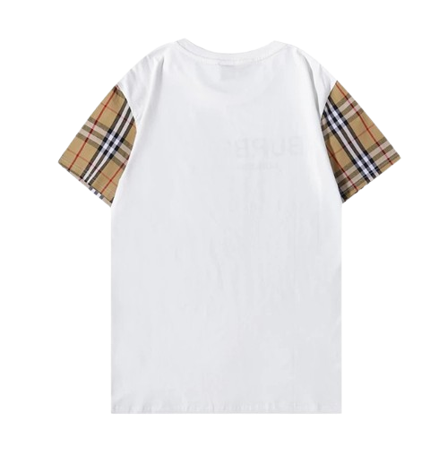 Signature Check Sleeve Tee - White