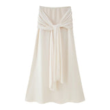 Cream Ruched Bandeau Two-Piece Set