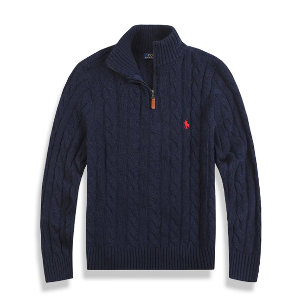 Noble Crest Knit Pullover Cream White