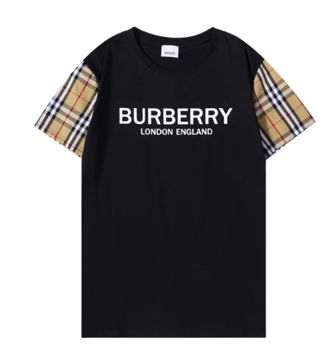 Signature Check Sleeve Tee - Black Front