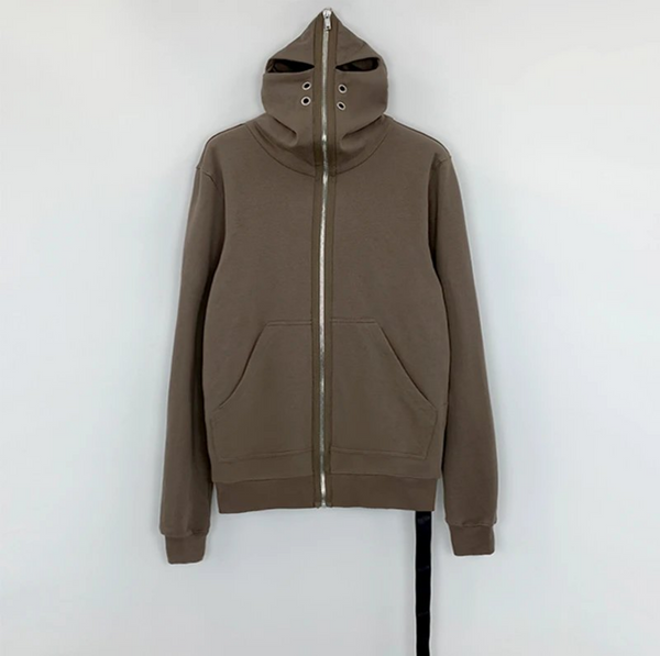 Stylischer Masken Zip Hoodie mit Cut-Out Hood