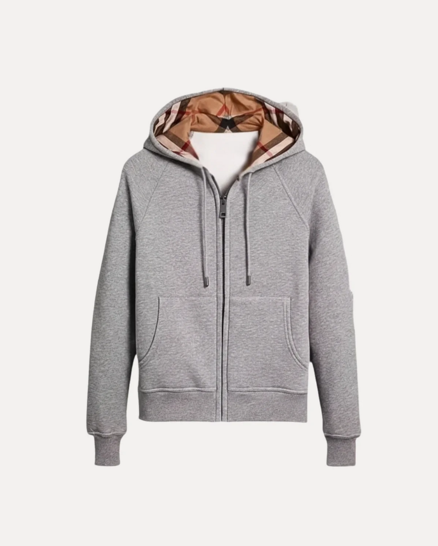 Checked Zip Hoodie