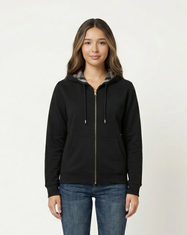 Checked Zip Hoodie
