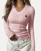 Cable Knit V-Neck Sweater