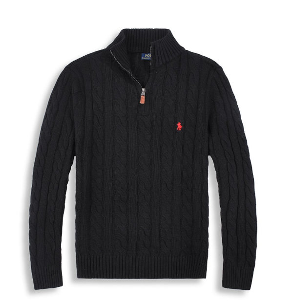 Noble Crest Knit Pullover Navy Blue Detail