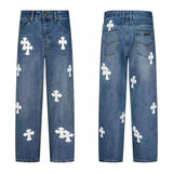 Stylische Oversize Cross Patch Jeans