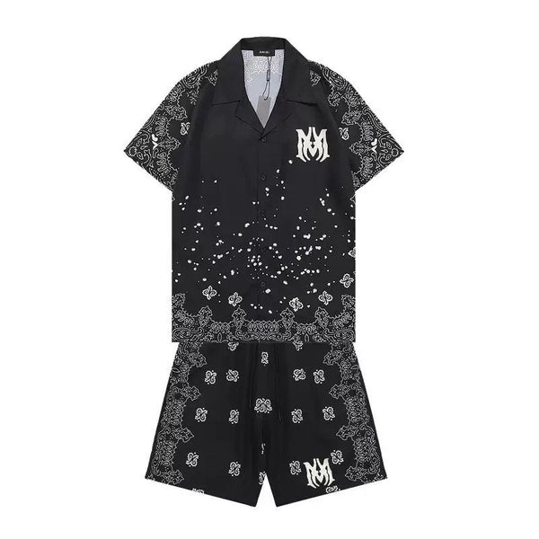 Paisley Print Shirt Shorts Set