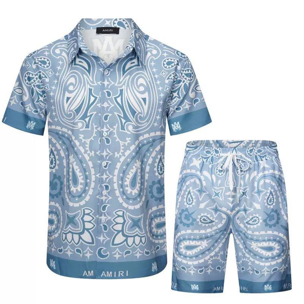 Paisley Print Shirt Shorts Set
