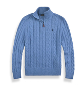 Noble Crest Knit Pullover Navy Blue Front View